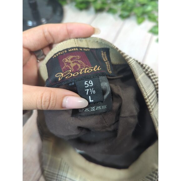 Goorin Bros Newspaper Hat Cap Made In Italy Bottoli 59 7 3/8 L Brown Plaid - Picture 4 of 7